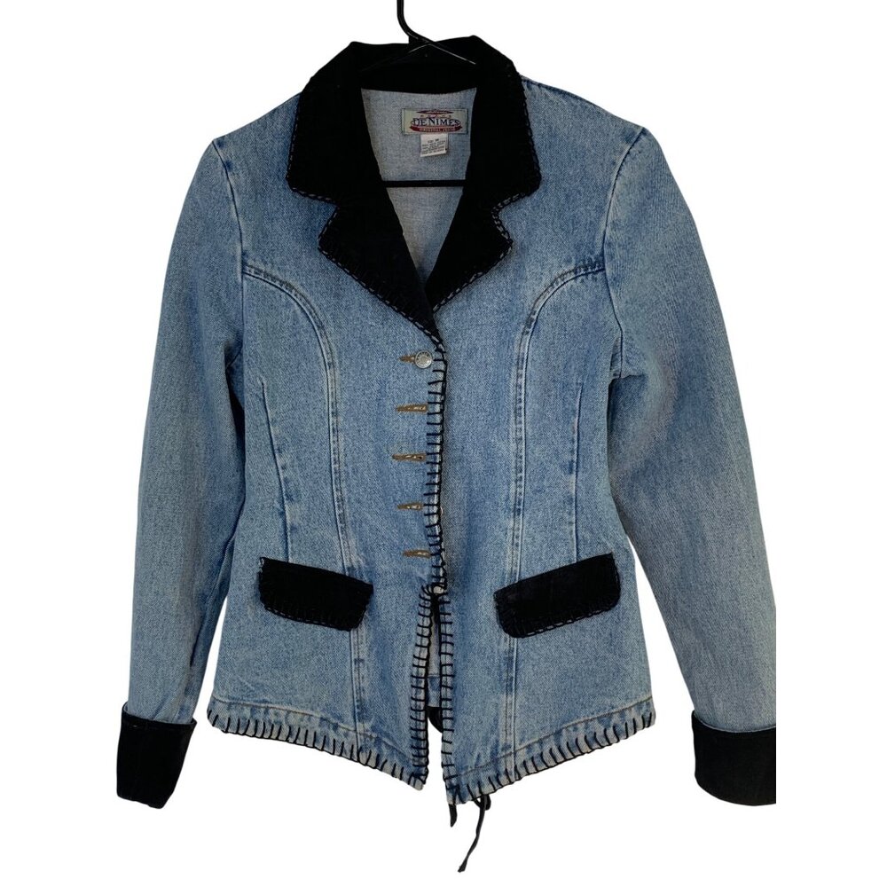 Vintage Denim Corset Jacket Leather Accents Size S By Denimes RX10646